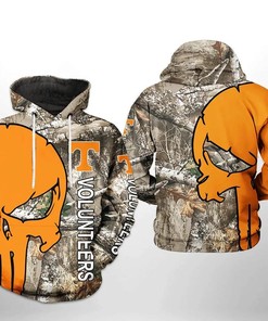 Tennessee Volunteers Camo Veteran Hunting And Skull Punisher 3D Hoodie Tennessee Volunteers Fans Gift