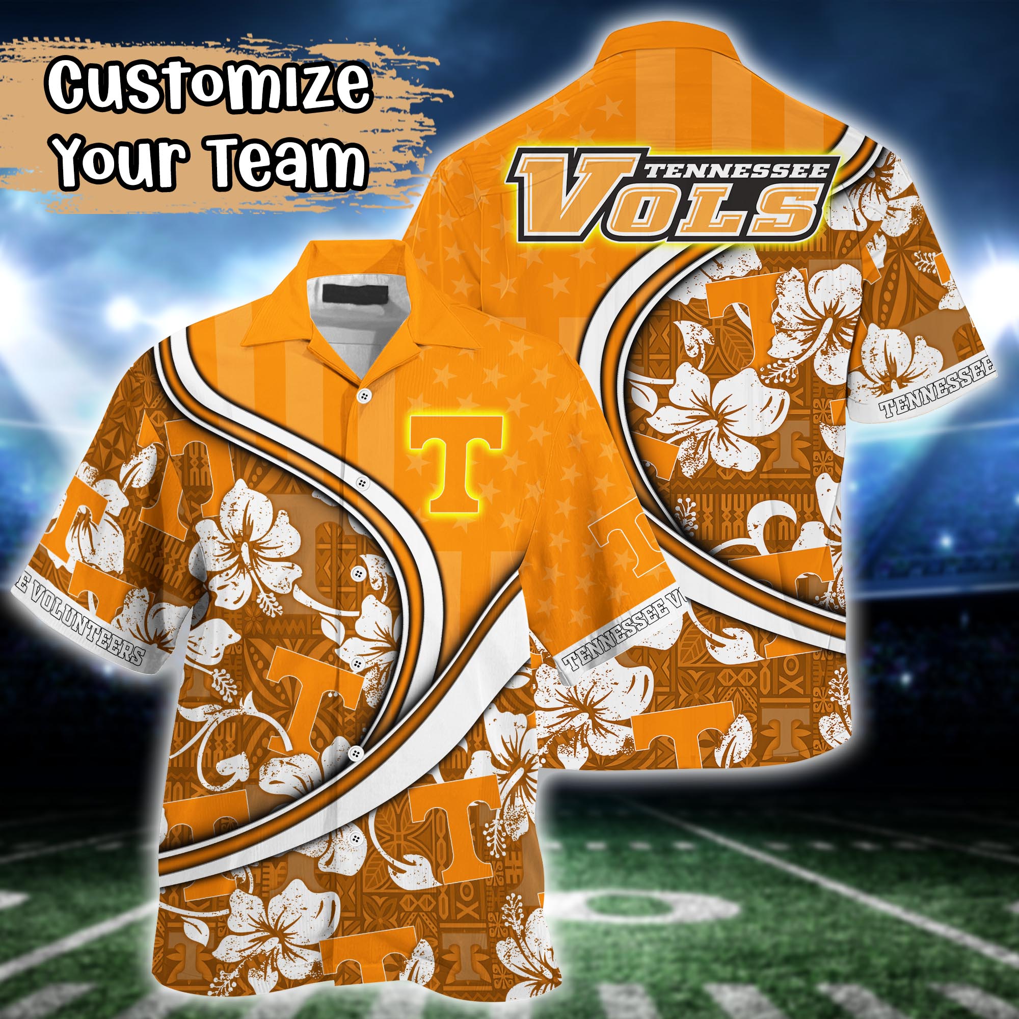 Tennessee Volunteers NCAA US Flag Flower Hawaii Shirt For Fans