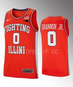 Terrence Shannon Jr. 0 Illinois Fighting Illini Orange Jersey 2022-23 Retro Basketball