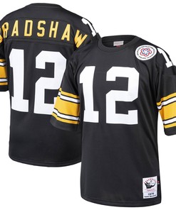Terry Bradshaw Pittsburgh Steelers Mitchell & Ness 1975 Authentic Throwback Retired Player Jersey - Black Nfl