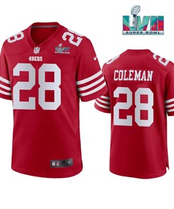 Tevin Coleman 28 San Francisco 49Ers Super Bowl LVII Men Game Jersey- Scarlet