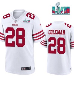 Tevin Coleman 28 San Francisco 49Ers Super Bowl LVII White Men Game Jersey