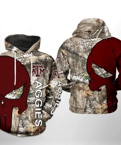Texas A&M Aggies NCAA Camo Veteran Hunting 3D All Over Print Hoodie, Zip-Up Hoodie