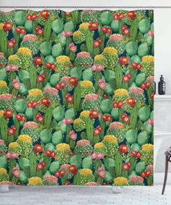 Texas Desert Botanical Nature Shower Curtain Jade Green Fern Bathroom Decor