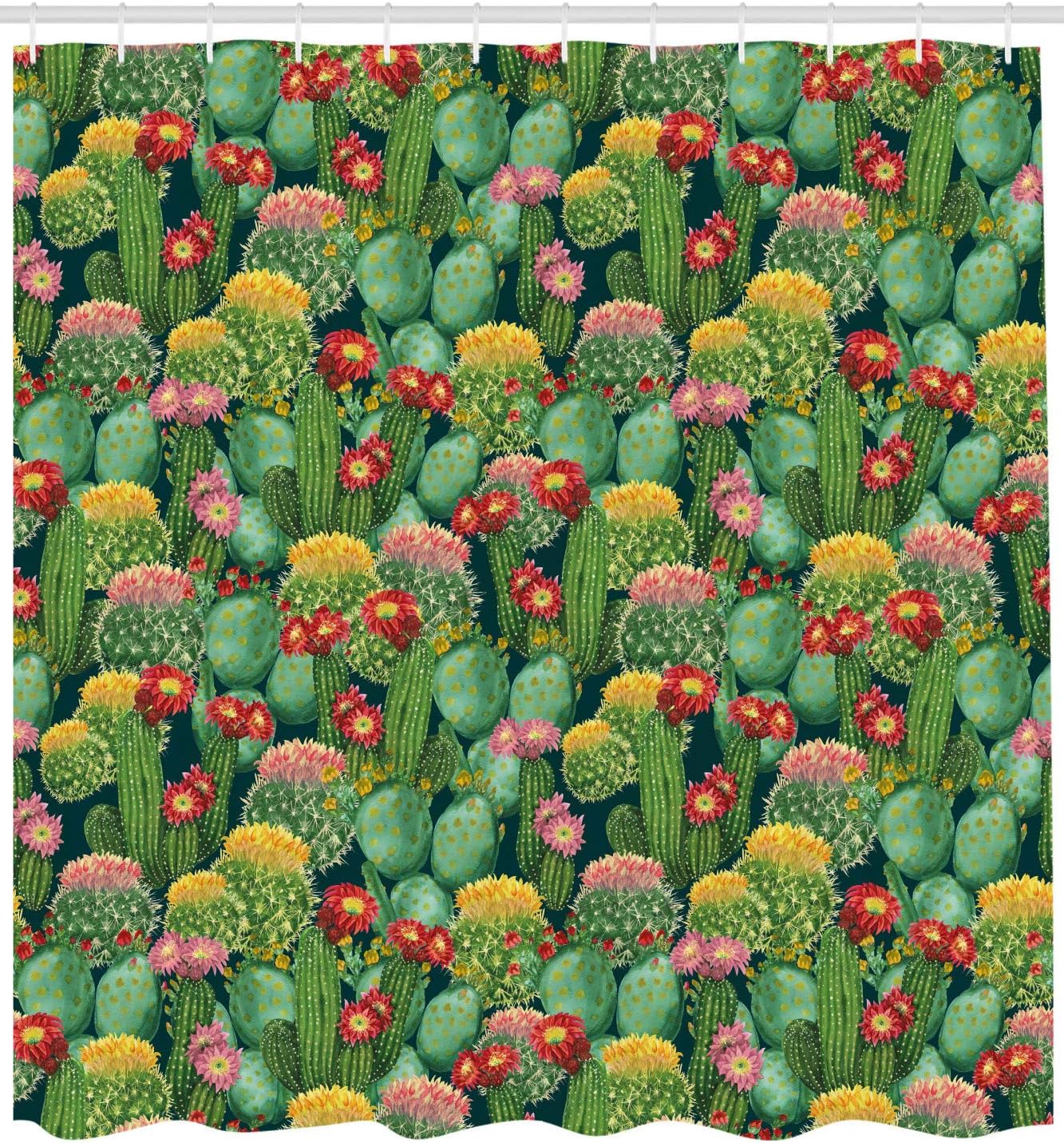Texas Desert Botanical Nature Shower Curtain Jade Green Fern Bathroom Decor