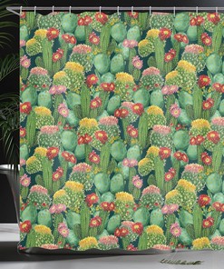 Texas Desert Botanical Nature Shower Curtain Jade Green Fern Bathroom Decor
