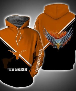 Texas Longhorns Fire Eagle 3D Hoodie Unique Texas Longhorns Gifts