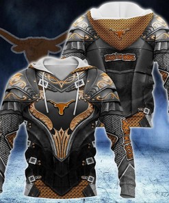 Texas Longhorns Knights Templar Armor 3D Hoodie Texas Longhorns Gifts for Men