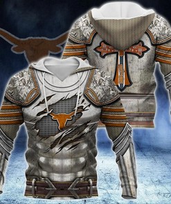 Texas Longhorns Knights Templar Armor We Are Family 3D Hoodie Texas Longhorns Gift Ideas for Him