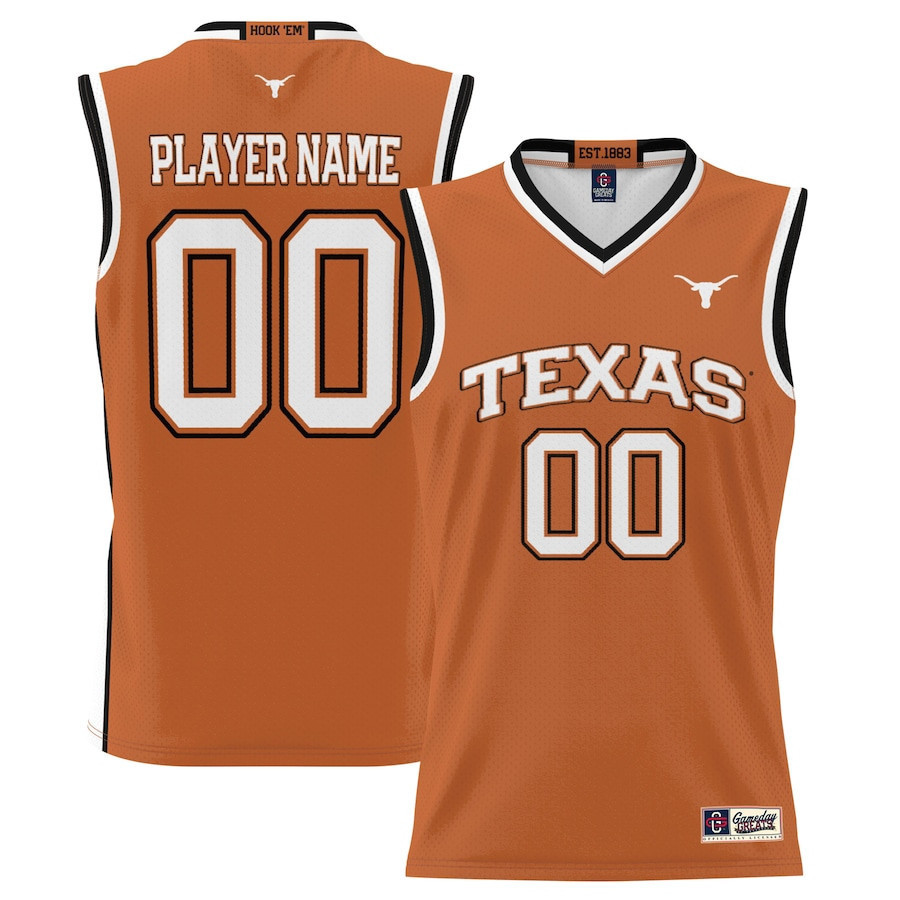 Texas Longhorns NIL Men Basketball Custom Jersey - Texas Orange
