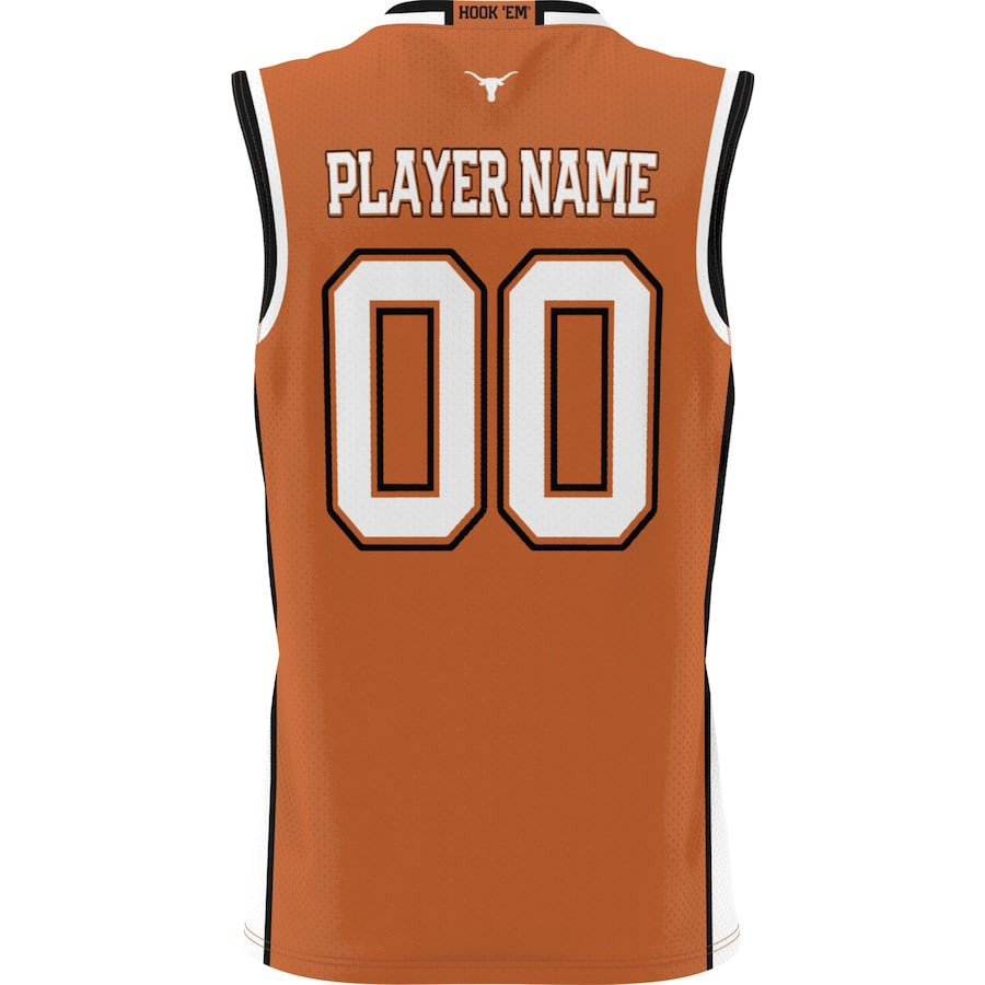 Texas Longhorns NIL Men Basketball Custom Jersey - Texas Orange