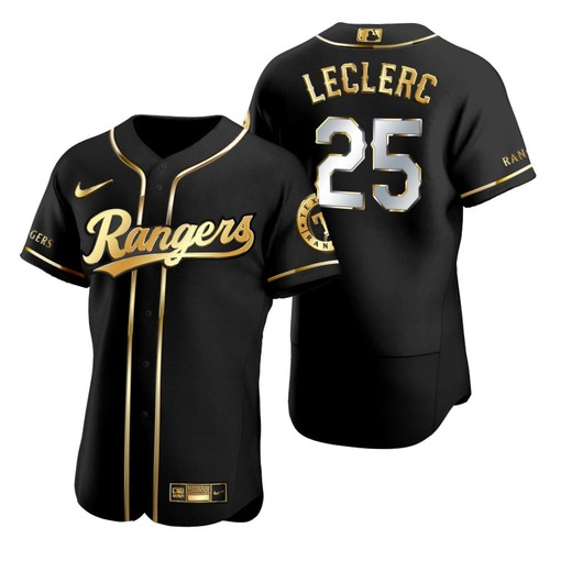 Texas Rangers #25 Jose Leclerc Mlb Golden Brandedition Black Jersey Gift For Rangers Fans