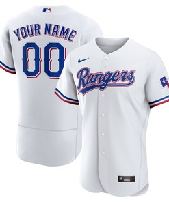 Texas Rangers Home Authentic Custom Patch Jersey - White Custom Jerseys Mlb