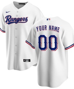 Texas Rangers Home Custom Men Jersey - White