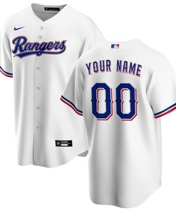 Texas Rangers Home Replica Custom Jersey - White Custom Jerseys Mlb