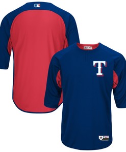Texas Rangers Majestic Authentic Collection On-field 3/4-sleeve Batting Practice Jersey - Royal/red Mlb