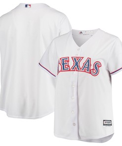 Texas Rangers Majestic Womens Plus Size Home Replica Team Jersey - White Mlb