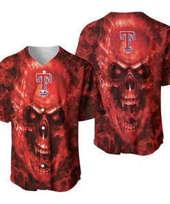 Texas Rangers Mlb Fan Skull Baseball Jersey