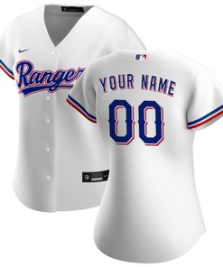 Texas Rangers Womens Home Replica Custom Jersey - White Custom Jerseys Mlb Ver 1
