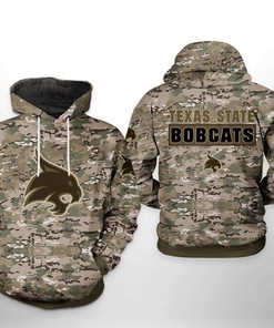 Texas State Bobcats NCAA Camo Veteran 3D Printed Hoodie/Zipper Hoodie