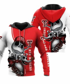 Texas Tech Red Raiders Jack Skellington And Zero 3D Hoodie Texas Tech Red Raiders Fans Gift