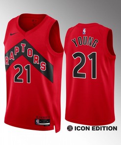 Thaddeus Young 21 2022-23 Toronto Raptors Red Icon Edition Jersey Swingman