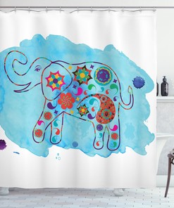 Thailand Elephant Paisley Shower Curtain - Asian Bathroom Decor