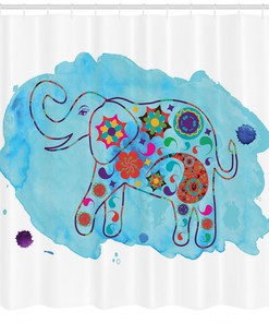 Thailand Elephant Paisley Shower Curtain - Asian Bathroom Decor