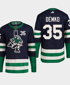 Thatcher Demko 35 Reverse Retro 2.0 2022 Vancouver Canucks Navy Jersey Primegreen