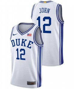 Theo John 12 Duke Blue Devils 2023 Home Transfer Men Jersey - White