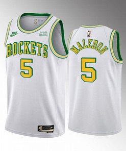 Theo Maledon 5 2022-23 Houston Rockets White Classic Edition Men Jersey Swingman