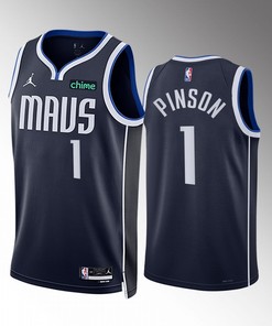 Theo Pinson 1 2022-23 Dallas Mavericks Navy Statement Edition Men Jersey Swingman