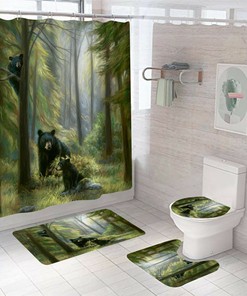 Thick Shower Curtain with Bear Design for Bathroom Decor