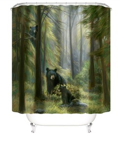 Thick Shower Curtain with Bear Design for Bathroom Decor