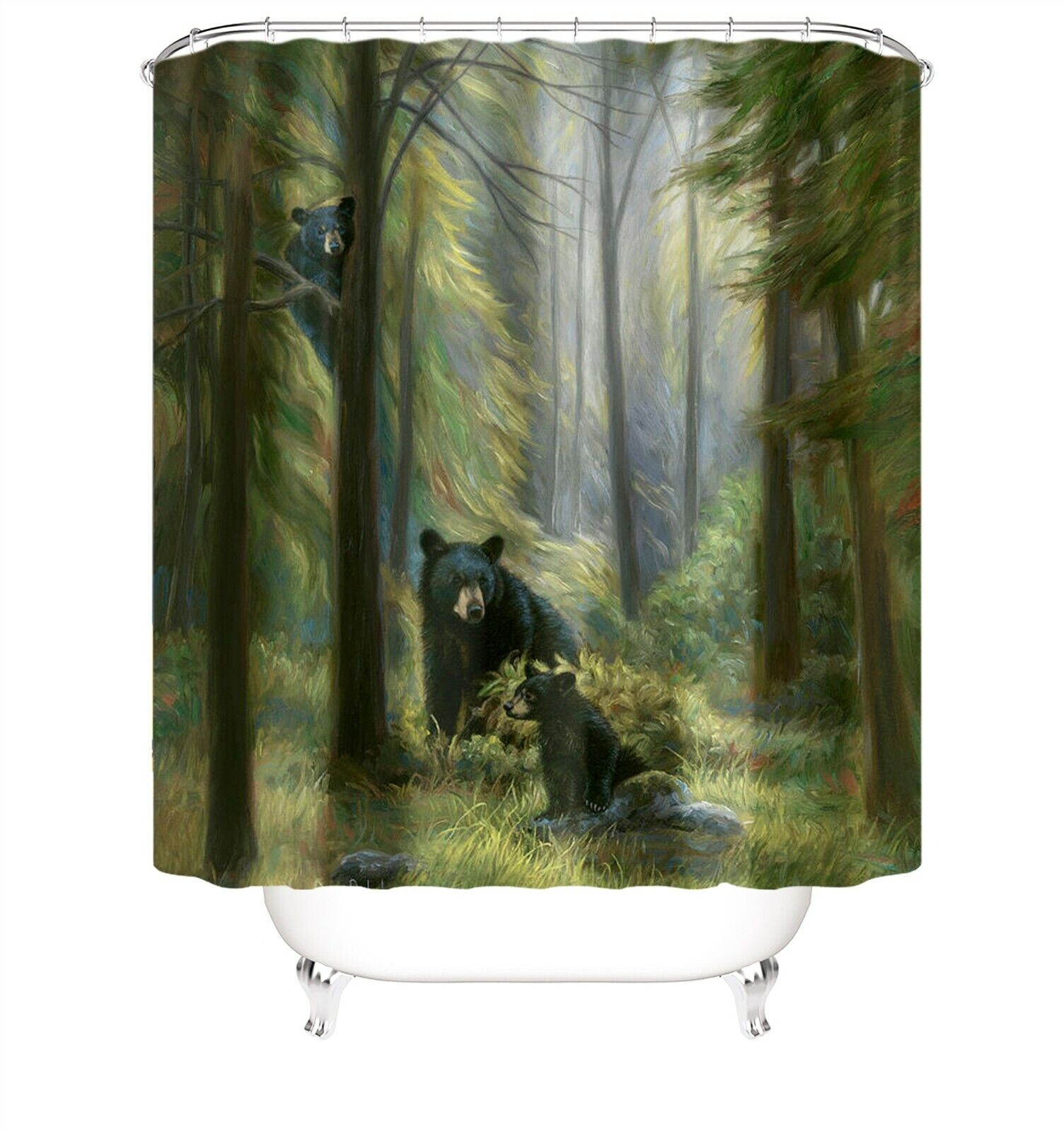 Thick Shower Curtain with Bear Design for Bathroom Decor