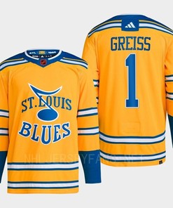 Thomas Greiss 1 Reverse Retro 2.0 2022 St. Louis Blues Yellow Jersey Primegreen