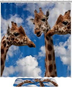 Three Giraffes Shower Curtain with Waterproof Fabric | Home Decor