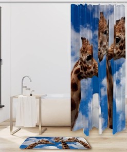 Three Giraffes Shower Curtain with Waterproof Fabric | Home Decor