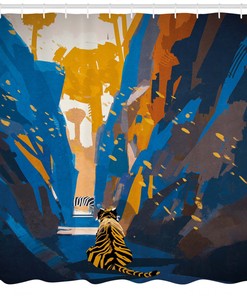 Tiger Striped in City African Shower Curtain for Chic Bathroom Decor