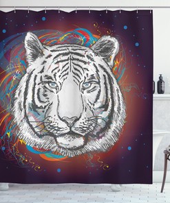 Tiger from Outer Space Shower Curtain for Bathroom Decor - Animal Print