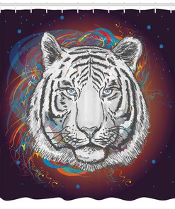 Tiger from Outer Space Shower Curtain for Bathroom Decor - Animal Print