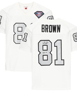 Tim Brown Oakland Raiders Autographed Mitchell & Ness Nfl 75th Anniversary Jersey With Hof 2015 Inscription