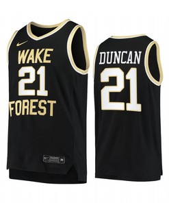 Tim Duncan 21 Wake Forest Demon Deacons Uniform Jersey College Basketball Black