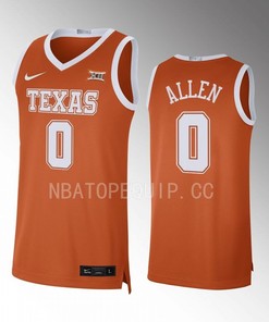 Timmy Allen 0 Texas Longhorns Orange Jersey 2022-23 Limited Basketball