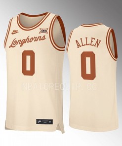 Timmy Allen 0 Texas Longhorns Uniform Jersey 2022-23 Retro Basketball Cream