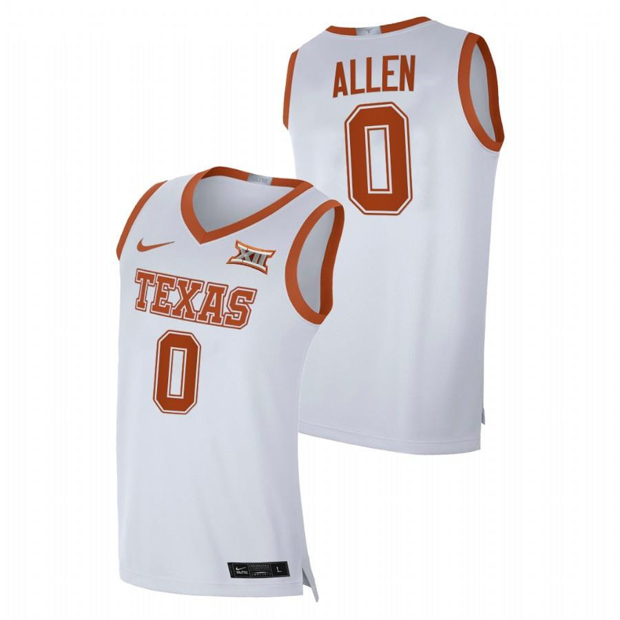 Timmy Allen 0 Texas Longhorns White 2023 Transfer Home Jersey