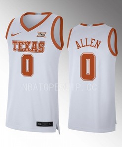 Timmy Allen 0 Texas Longhorns White Jersey 2022-23 Limited Basketball