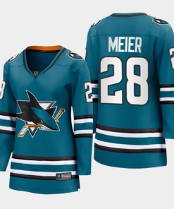 Timo Meier 28 San Jose Sharks 2022-23 Home Women Premier Breakaway Jersey Teal