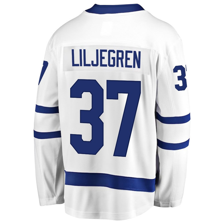 Timothy Liljegren 37 Toronto Maple Leafs Stanley Cup 2023 Playoffs Patch Away Breakaway Men Jersey - White