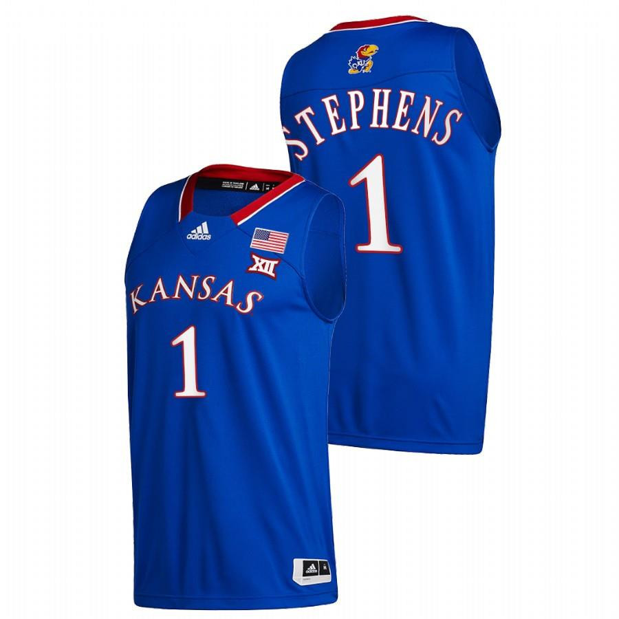 Tina Stephens 1 Kansas Jayhawks 2022 Basketball Men Jersey - Blue